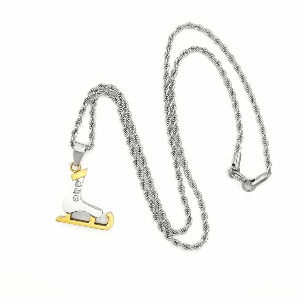 Stainless Steel Ice Skate Boot Pendant-Pendants-4-Glitters