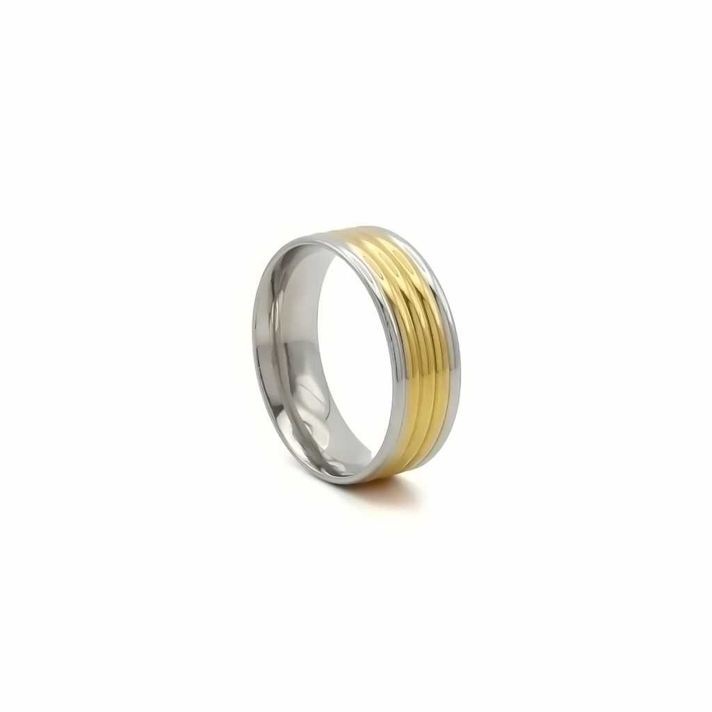 Stainless Steel Two-Tone Ring with Gold and Silver Bands-Stainless Steel Rings-2-Glitters