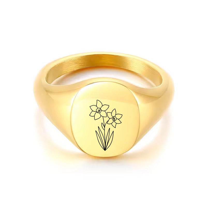 Personalised Stainless Steel Oval Signet Blank Plain Ring-Stainless Steel Rings-4-Glitters