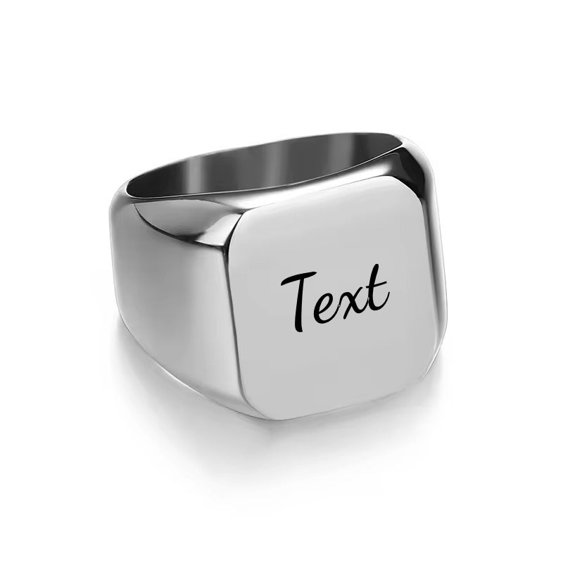 Personalised Stainless Steel Square Shape Ring-Stainless Steel Rings-1-Glitters