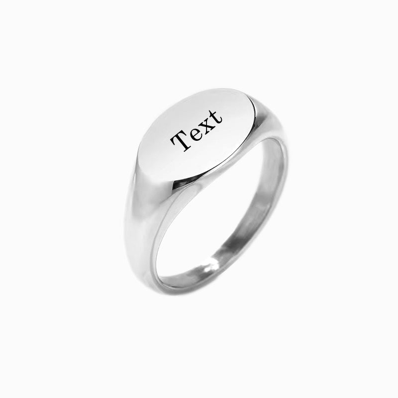 Personalised Stainless Steel Oval Signet Ring-Stainless Steel Rings-1-Glitters