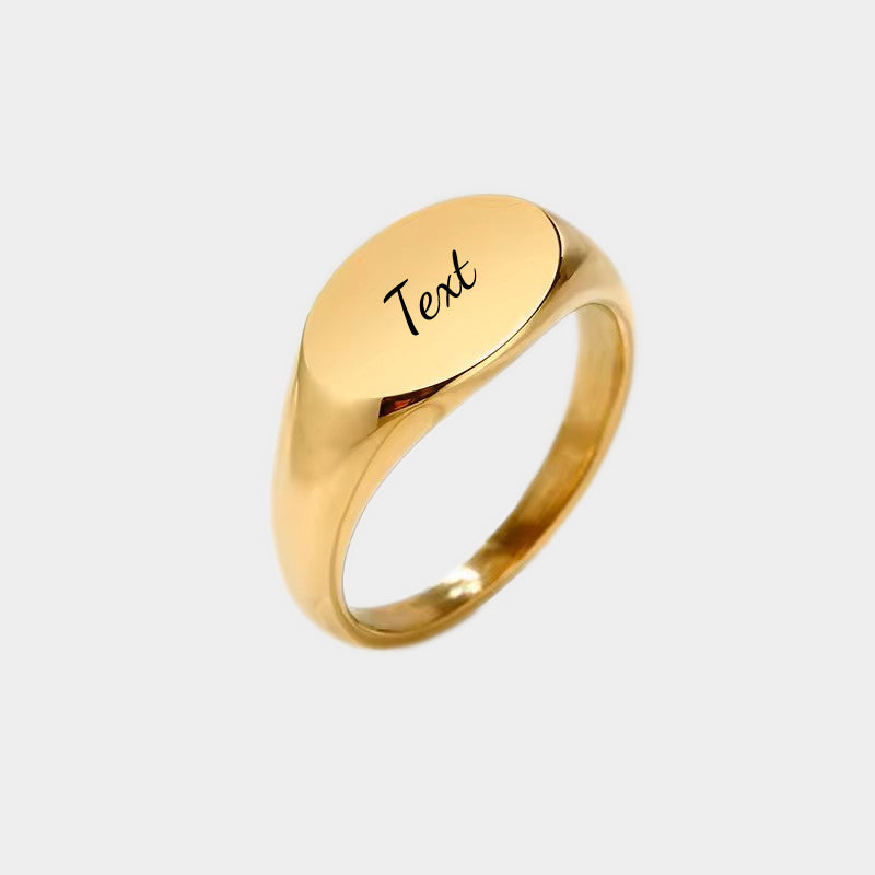 Personalised Stainless Steel Oval Signet Ring-Stainless Steel Rings-2-Glitters