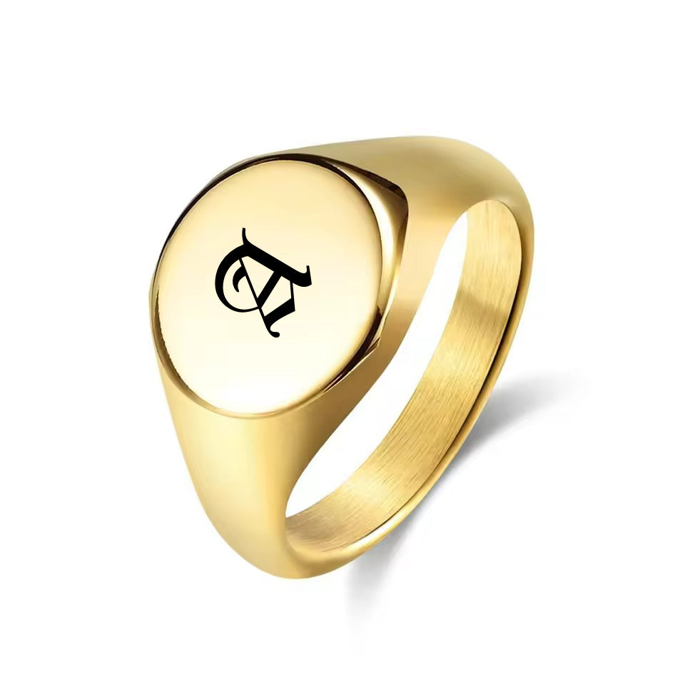Personalised Stainless Steel Round Signet Ring-Stainless Steel Rings-2-Glitters