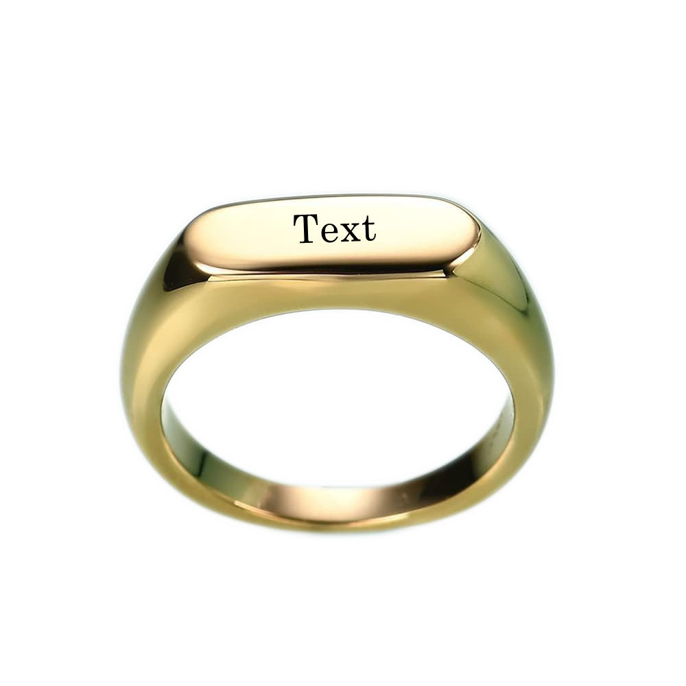 Personalised Stainless Steel Rectangle Signet Ring-Stainless Steel Rings-2-Glitters