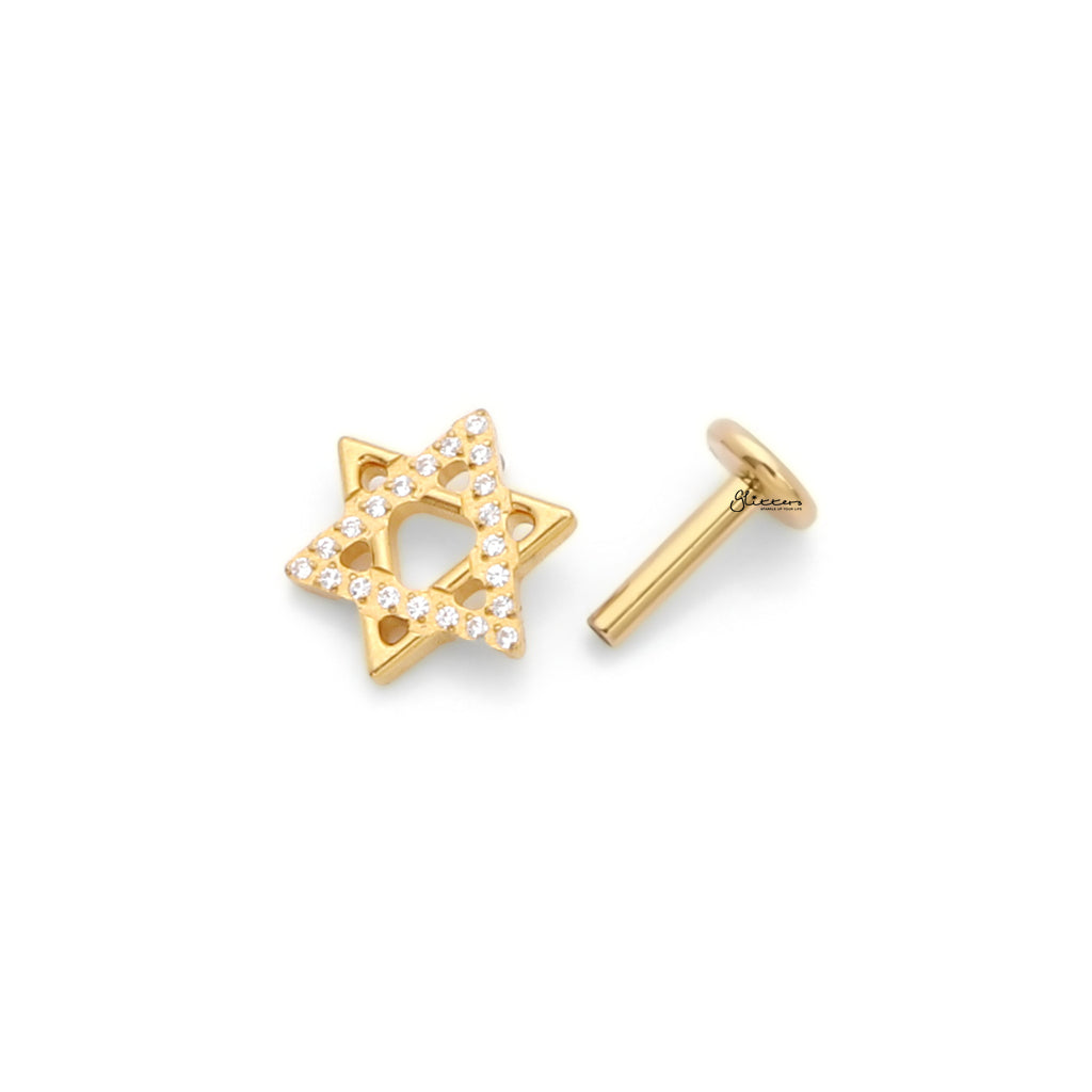 Star of David Titanium Flat Back Stud Earrings-Tragus | Cartilage | Daith | Conch-3-Glitters