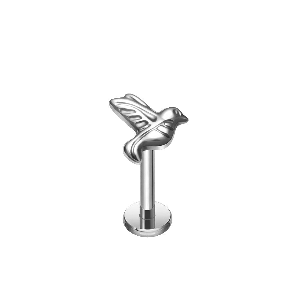 Dove Titanium Flat Back Stud Earrings-Tragus | Cartilage | Daith | Conch-1-Glitters