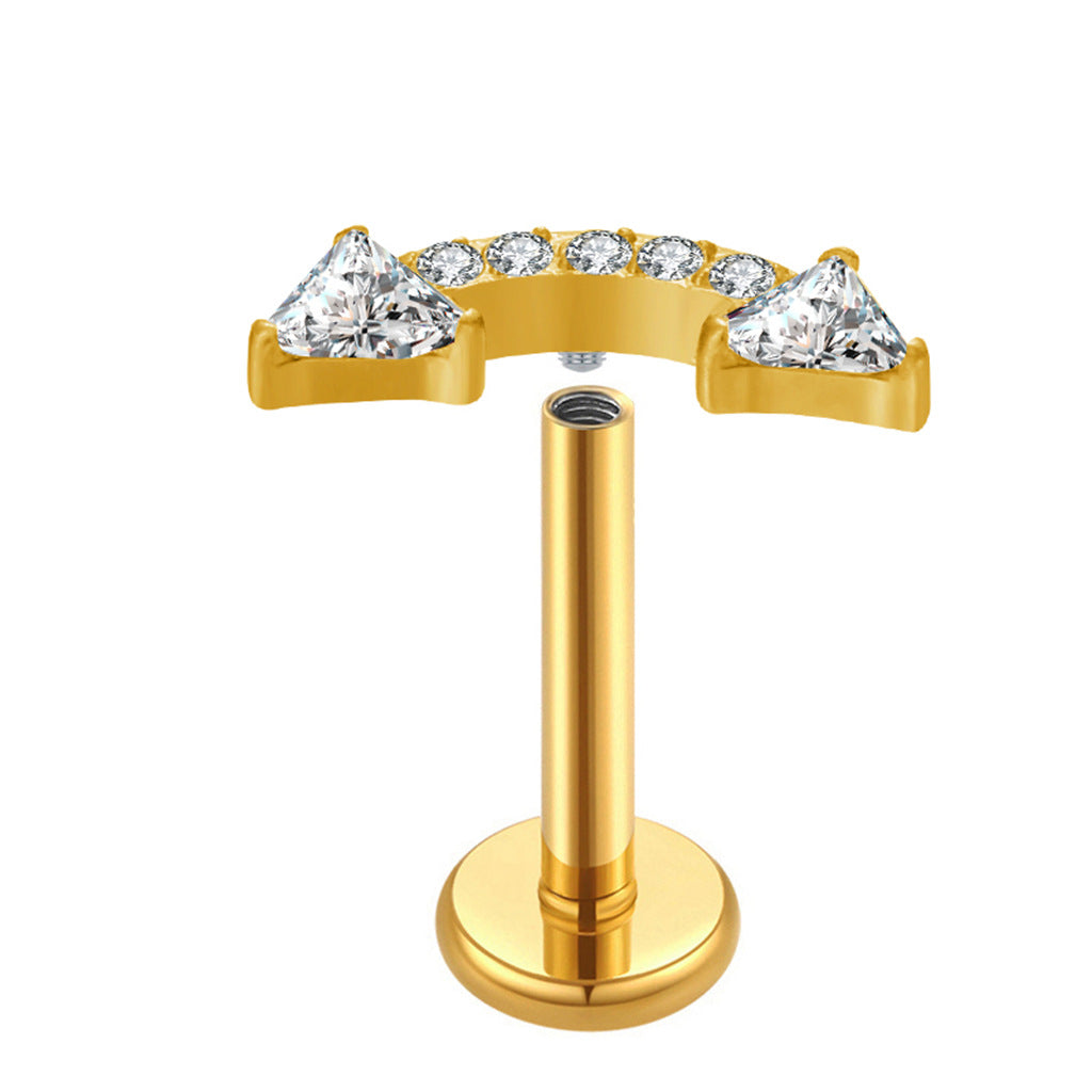 Curved CZ Paved Arrow Titanium Flat Back Stud Earring-Tragus | Cartilage | Daith | Conch-2-Glitters