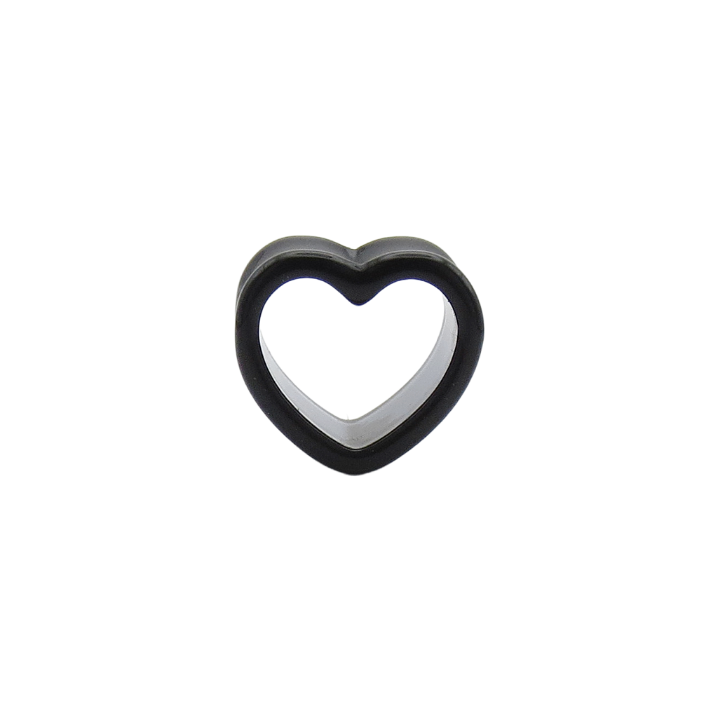 Black Acrylic Heart Shaped Saddle Ear Tunnel Plug-Tunnels-1-Glitters