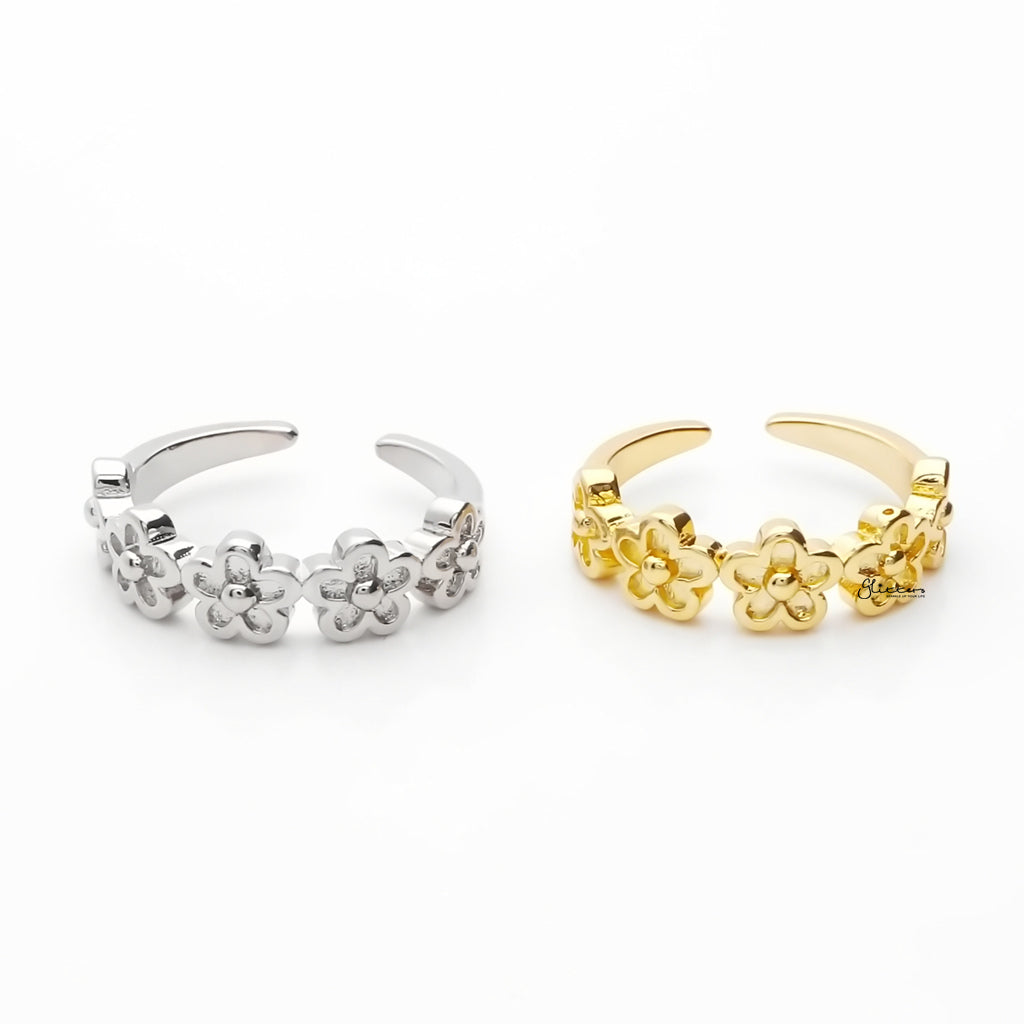 Flowers Pattern Band Toe Ring - Gold-Toe Ring-3-Glitters