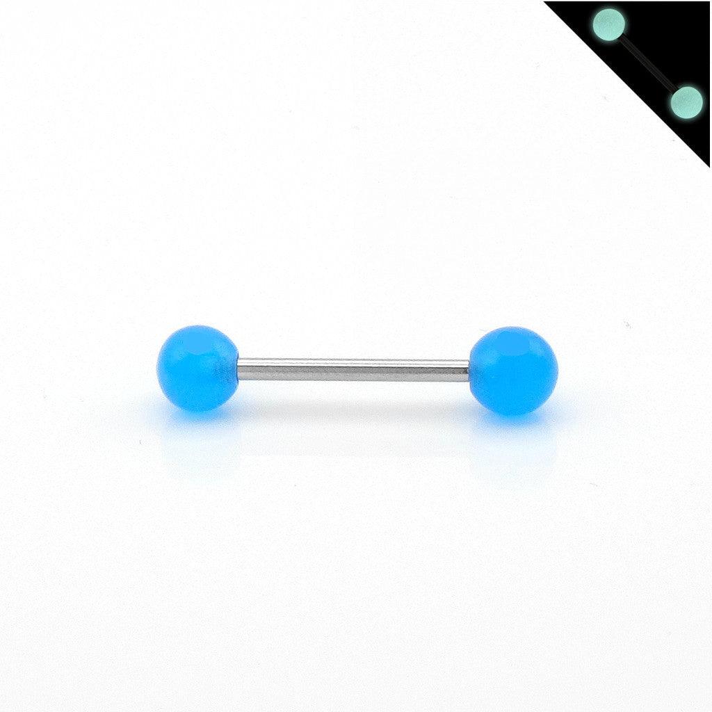 Glow In The Dark Ball Tongue Barbell - Blue-Tongue Bar-1-Glitters