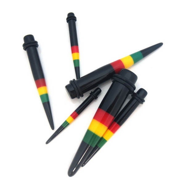Acrylic Rasta Ear Stretchers-Body Piercing Jewellery, Ear Stretcher, Plug, Sale-137-Glitters