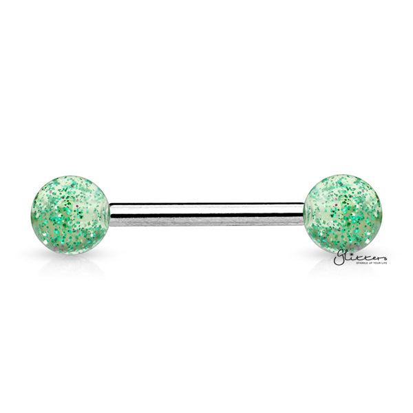 Acrylic Color Ultra Glitters Ball with 14GA Surgical Steel Tongue Bar-Body Piercing Jewellery, Glitters, Nipple Barbell, Tongue Bar-BL2-1416-G_600-Glitters