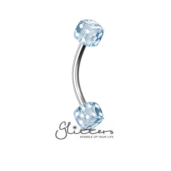 16GA UV Acrylic Dice Curved Eyebrow-Body Piercing Jewellery, Eyebrow-CA11-160833LB_600-Glitters