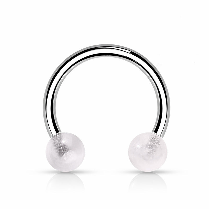 Semi Precious Stone Internally Threaded Horseshoes - Rose Quartz-Body Piercing Jewellery, Horseshoe, Septum Ring, Tragus-CP0021-RoseQuartz_800-Glitters