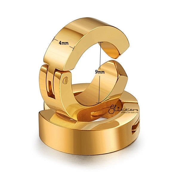 Non-Pierced Stainless Steel Clip On Hoop Earrings - Gold-earrings, Fake Earrings, Hinged Earrings, Hoop Earrings, Jewellery, Men's Earrings, Men's Jewellery, Non-Pierced, Stainless Steel, Women's Earrings, Women's Jewellery-EC0062_G03_New-Glitters