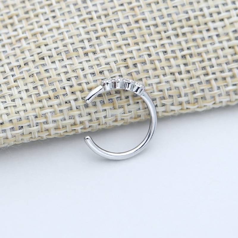 One Line CZ Ear Cuff - Silver-Body Piercing Jewellery, Cubic Zirconia, Ear Cuffs, earrings, Jewellery, Non-Pierced, Women's Earrings, Women's Jewellery-EC0096-S3-800-Glitters