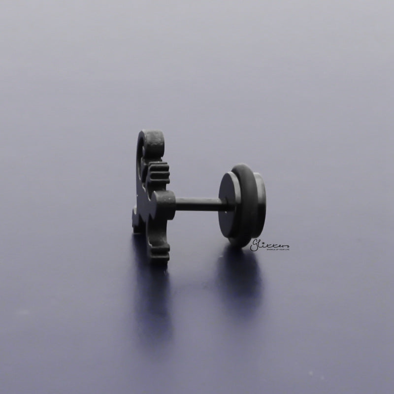 Lizard Stainless Steel Fake Plug Earring - Black-Body Piercing Jewellery, earrings, Fake Plug, Jewellery, Men's Earrings, Men's Jewellery, Stainless Steel-FP0172-k2_1-Glitters