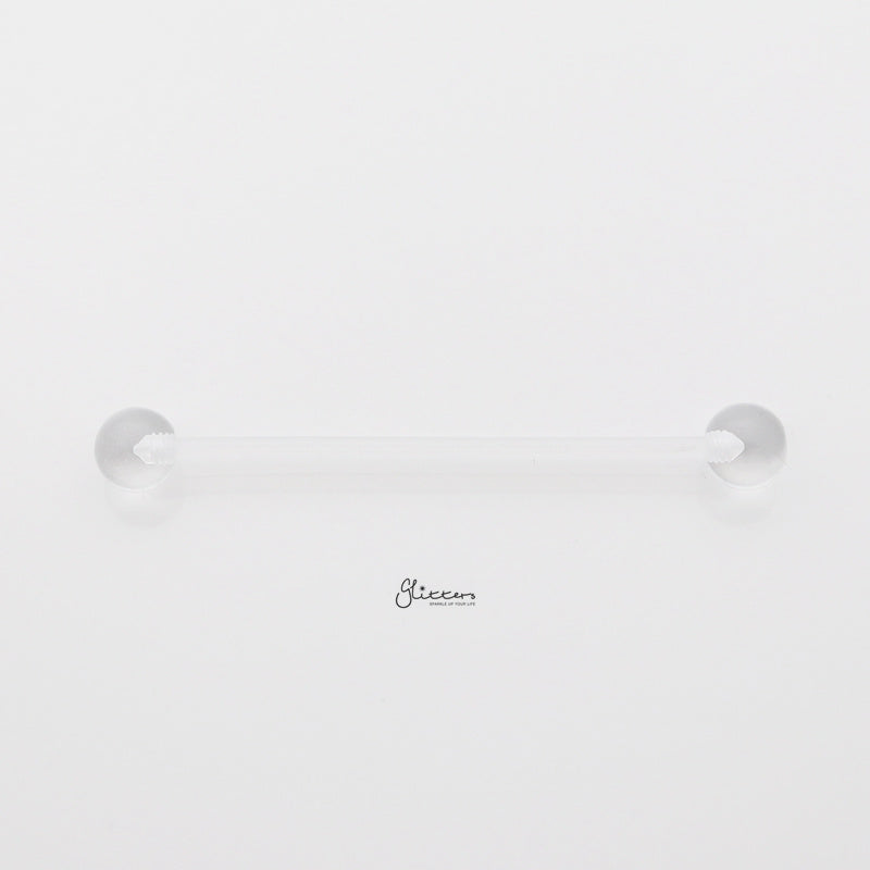 Acrylic Balls Flexible PTFE Industrial Barbell - Clear-Body Piercing Jewellery, Industrial Barbell, Retainer-IB0038-C-1_800-Glitters