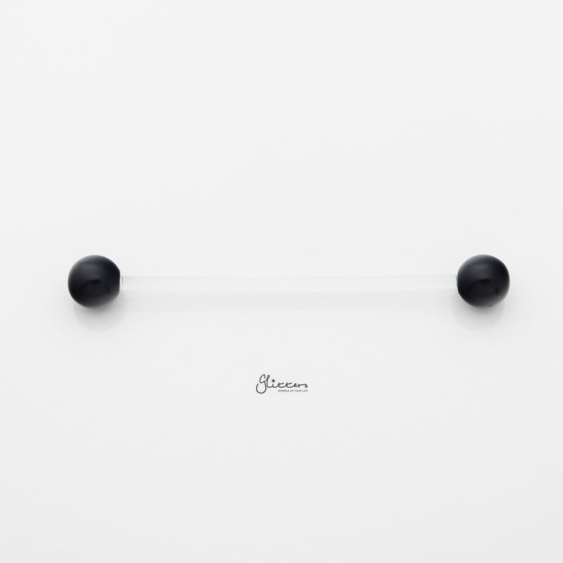 Acrylic Balls Flexible PTFE Industrial Barbell - Black-Body Piercing Jewellery, Industrial Barbell, Retainer-IB0038-K-1_800-Glitters