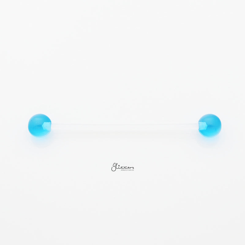 Acrylic Balls Flexible PTFE Industrial Barbell - Light Blue-Body Piercing Jewellery, Industrial Barbell, Retainer-IB0038-LB-1_800-Glitters