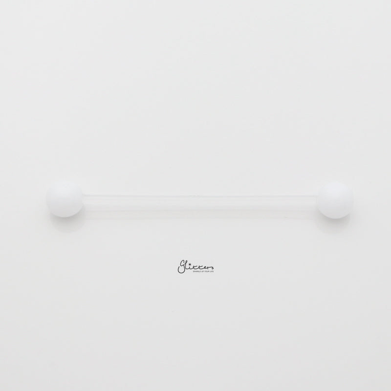 Acrylic Balls Flexible PTFE Industrial Barbell - White-Body Piercing Jewellery, Industrial Barbell, Retainer-IB0038-WT-1_800-Glitters