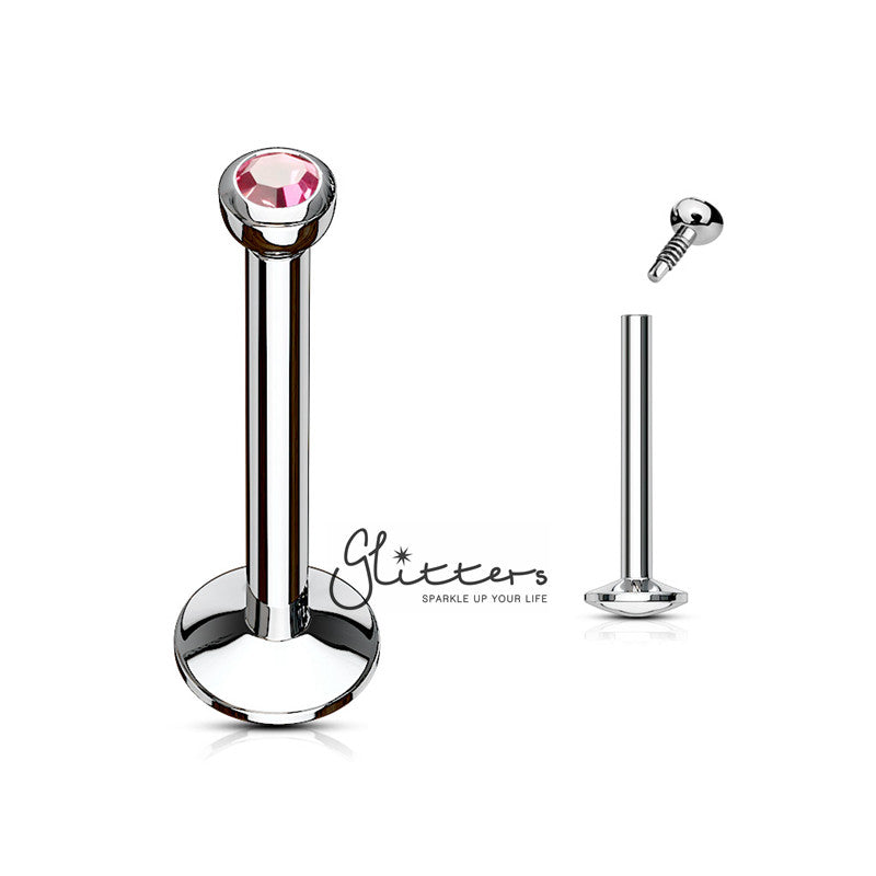 16GA 316L Surgical Steel Internally Threaded Labret with Press Fit 2mm Gem-Body Piercing Jewellery, Labret, Monroe-LB0001-P-Glitters