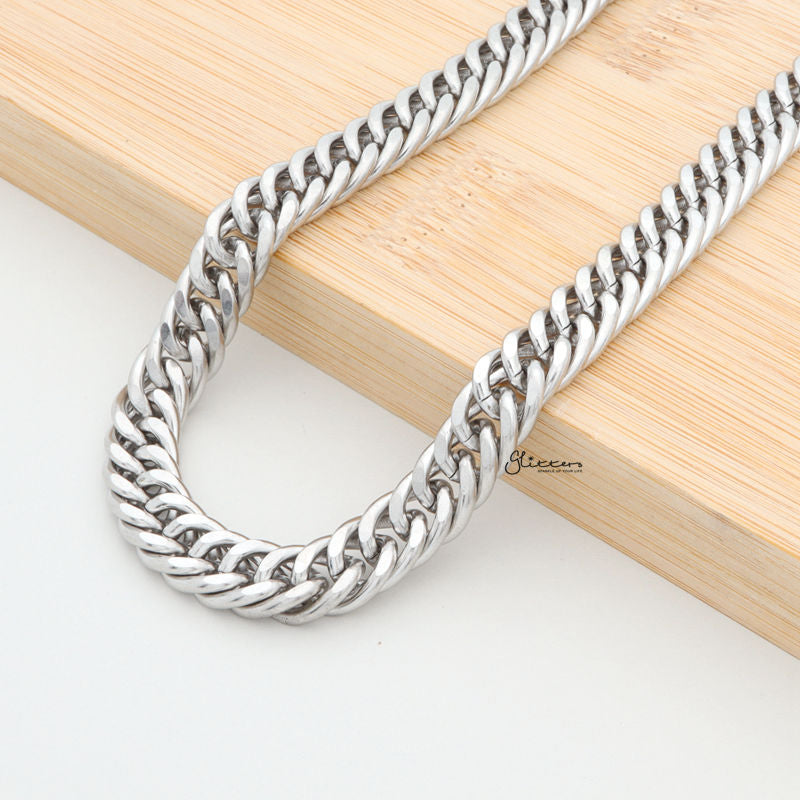 Stainless Steel Curb Link Chain Men's Necklaces - 10mm width-Chain Necklaces, Jewellery, Men's Chain, Men's Jewellery, Men's Necklace, Necklaces, Stainless Steel, Stainless Steel Chain-SC0030-2-Glitters