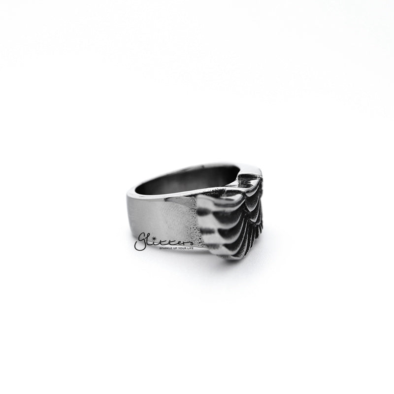 Stainless Steel Antiqued Angel Wing Casting Men's Rings-Jewellery, Men's Jewellery, Men's Rings, Rings, Stainless Steel, Stainless Steel Rings-SR0114_800-03-Glitters