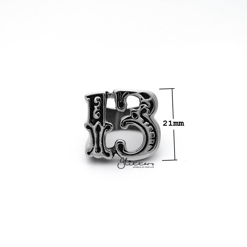 Stainless Steel Hollow Number #13 Casting Men's Rings-Jewellery, Men's Jewellery, Men's Rings, Rings, Stainless Steel, Stainless Steel Rings-SR0126_02_New-Glitters