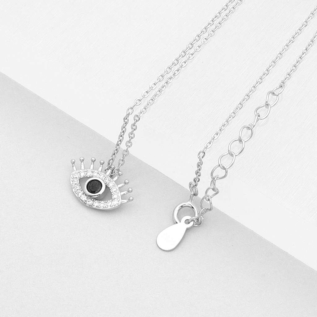 Sterling Silver Evil Eye Necklace-Cubic Zirconia, Jewellery, Necklaces, New, Sterling Silver Necklaces, Women's Jewellery, Women's Necklace-SSP0186-S3_1000-Glitters