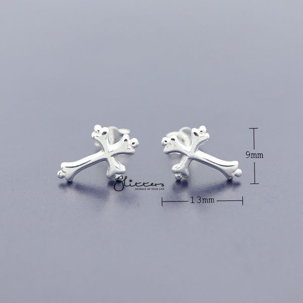 Sterling Silver Cross Stud Earrings-earrings, Jewellery, Stud Earrings, Women's Earrings, Women's Jewellery-SSR0283_02_New-Glitters