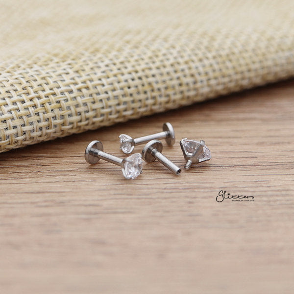 316L Surgical Steel Internally Threaded with Prong Set C.Z Top Cartilage/Tragus Flat Back Studs-Best Sellers, Body Piercing Jewellery, Cartilage, Cubic Zirconia, Jewellery, Tragus, Women's Earrings, Women's Jewellery-TG0020-02_600-Glitters