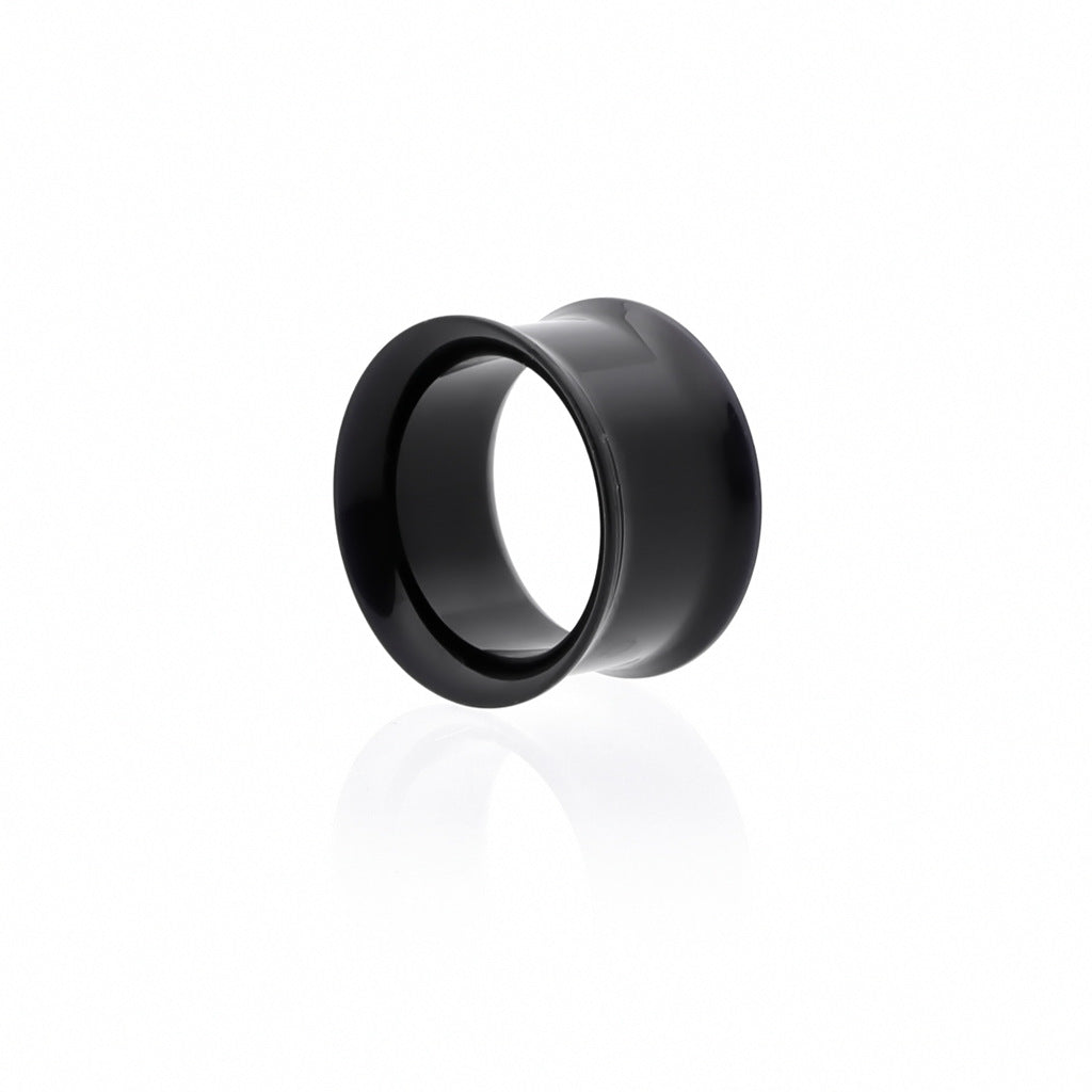 Hollow Saddle Acrylic Tunnels - Black-Body Piercing Jewellery, New, Plug, Tunnel-TL0024-K3_1-Glitters