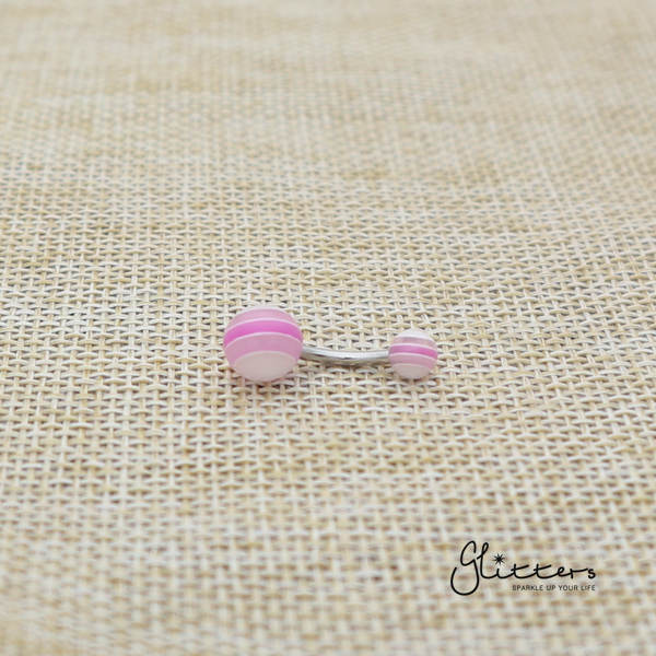 14 Gauge Acrylic Multi Color Strips Balls Belly Button Ring - Purple-Belly Ring, Body Piercing Jewellery, Sale-bj0062-strip31-Glitters