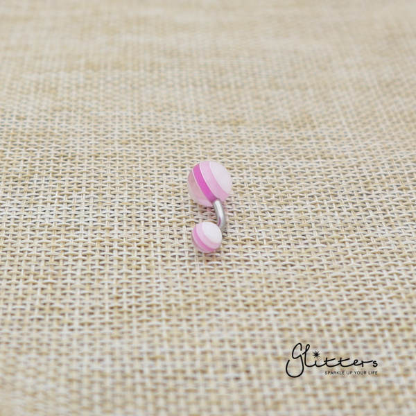 14 Gauge Acrylic Multi Color Strips Balls Belly Button Ring - Purple-Belly Ring, Body Piercing Jewellery, Sale-bj0062-strip33-Glitters