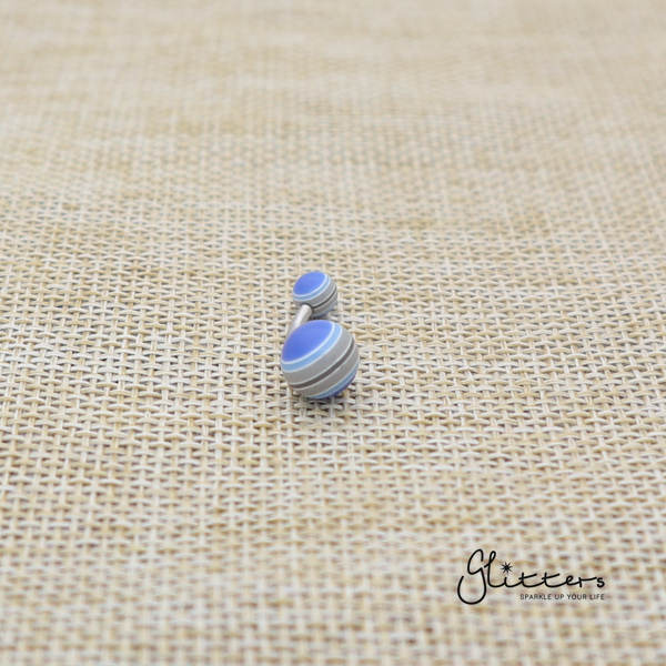14 Gauge Acrylic Multi Color Strips Balls Belly Button Ring - Blue-Belly Ring, Body Piercing Jewellery, Sale-bj0062-strip47-Glitters