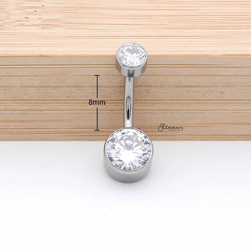 Titanium Double CZ Belly Button Ring-Belly Ring, Body Piercing Jewellery, Cubic Zirconia, G23 Titanium-bj0354-8mm_800_New-Glitters