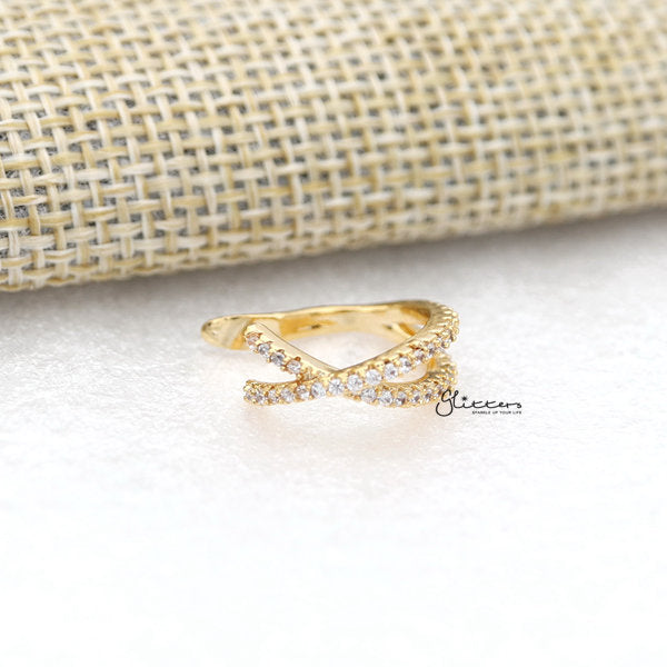 C.Z Paved Criss Cross Ear Cuffs - Non Piercing Ear Cuffs-Body Piercing Jewellery, Cubic Zirconia, Ear Cuffs, earrings, Jewellery, Women's Earrings, Women's Jewellery-ec0083-G_600-Glitters