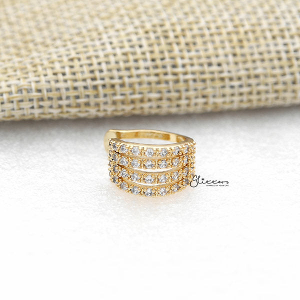 4 C.Z Paved Bands Ear Cuffs - Non Piercing Ear Cuffs-Body Piercing Jewellery, Cubic Zirconia, Ear Cuffs, earrings, Jewellery, Women's Earrings, Women's Jewellery-ec0084-g_600-Glitters