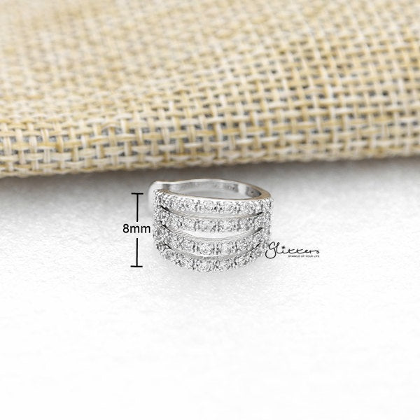 4 C.Z Paved Bands Ear Cuffs - Non Piercing Ear Cuffs-Body Piercing Jewellery, Cubic Zirconia, Ear Cuffs, earrings, Jewellery, Women's Earrings, Women's Jewellery-ec0084-s_600_New-Glitters