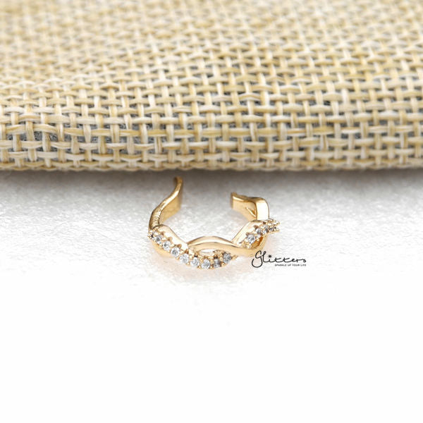 C.Z Infinity Ear Cuffs - Non Piercing Ear Cuffs-Body Piercing Jewellery, Cubic Zirconia, Ear Cuffs, earrings, Jewellery, Women's Earrings, Women's Jewellery-ec0085-g_600-Glitters