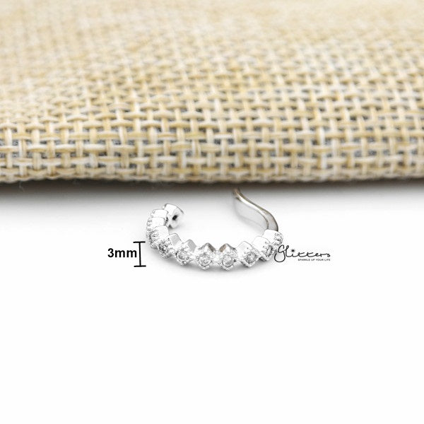 Rhombus Shape C.Z Paved Ear Cuffs - Non Piercing Ear Cuffs-Body Piercing Jewellery, Cubic Zirconia, Ear Cuffs, earrings, Jewellery, out of stock, Women's Earrings, Women's Jewellery-ec0086-s_600_New-Glitters