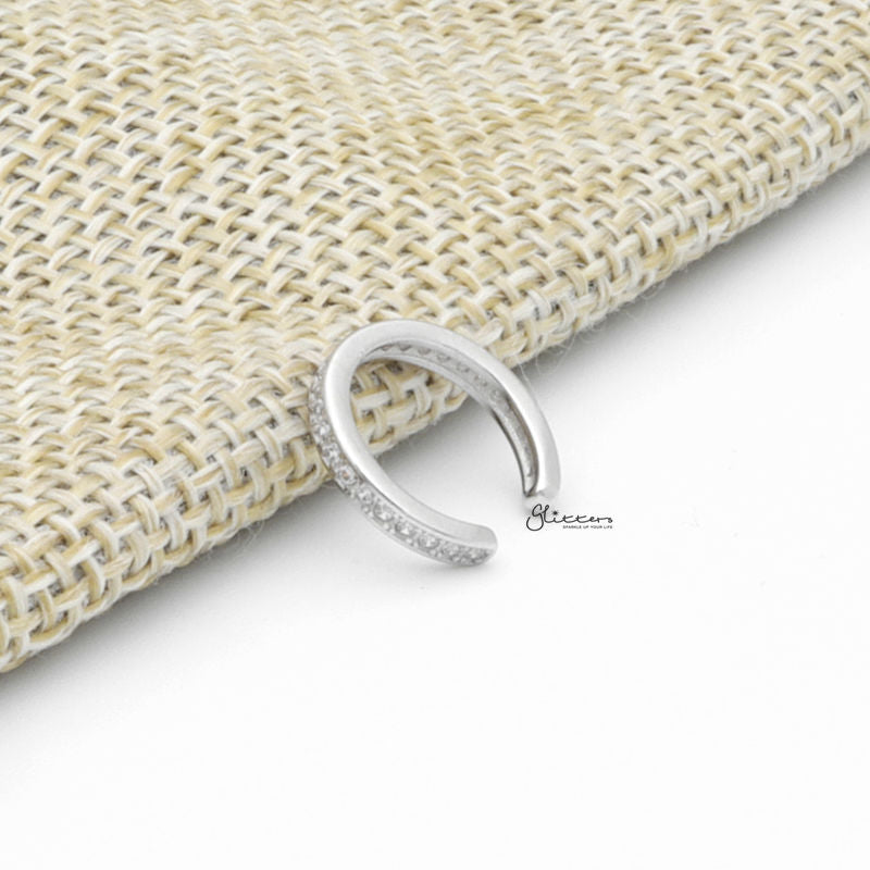 Minimalist CZ Non Pierced Conch Ear Cuff - Silver-Body Piercing Jewellery, Conch Earrings, Cubic Zirconia, Ear Cuffs, earrings, Jewellery, Non-Pierced, Women's Earrings, Women's Jewellery-ec0108-s3_1-Glitters