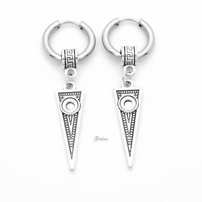 Stainless Steel Huggie Hoop Earrings with Drop Spike Charm-earrings, Hoop Earrings, Huggie Earrings, Jewellery, Men's Earrings, Men's Jewellery, Stainless Steel, Women's Earrings-er1542-1_800-Glitters