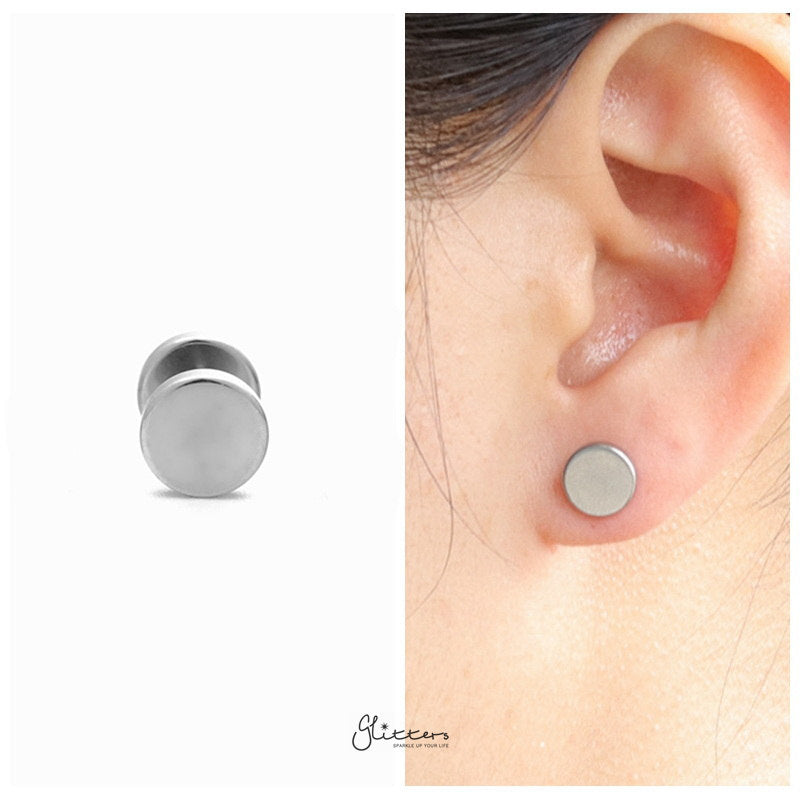 316L Stainless Steel Round Fake Plug-6mm | 8mm | 10mm-Body Piercing Jewellery, earrings, Fake Plug, Jewellery, Men's Earrings, Men's Jewellery, Stainless Steel-fp0166-8_800-Glitters