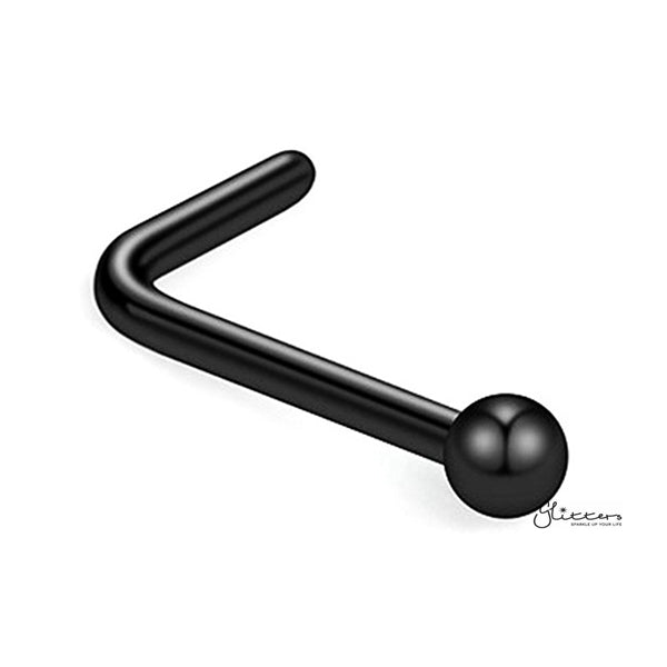 20 Gauge 316L Surgical Steel Ball Top L Bend Nose Studs-Body Piercing Jewellery, L Bend, Nose Piercing Jewellery, Nose Studs-ns0092-K-Glitters