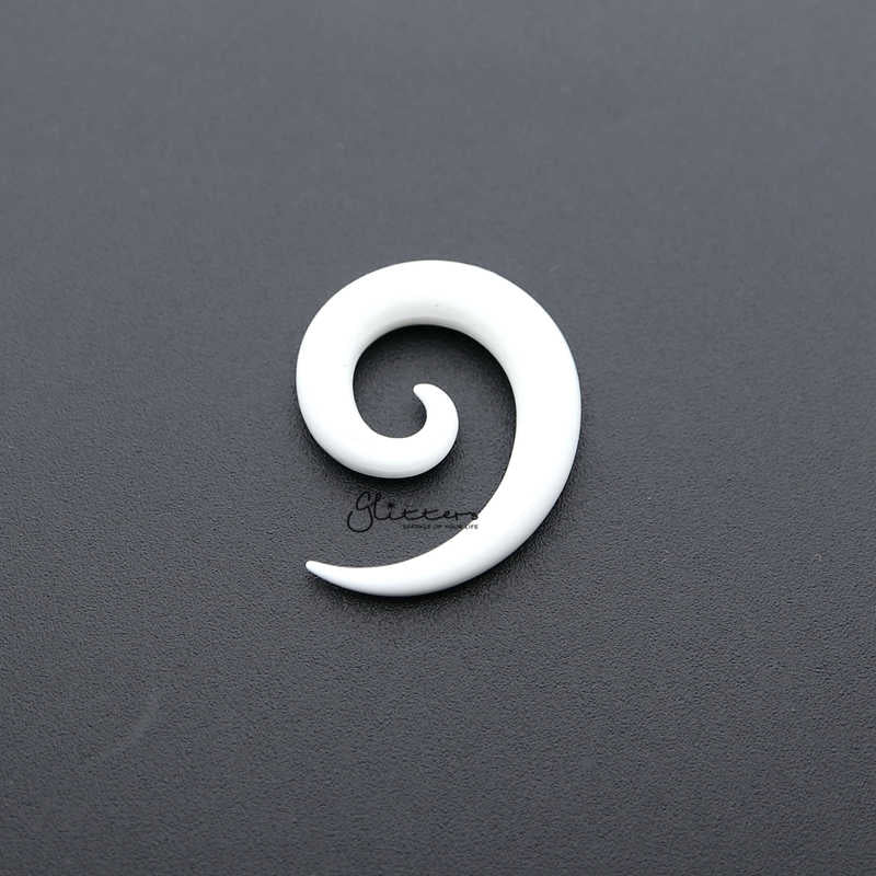 White Acrylic Ear Spiral Taper Stretcher Plugs-Body Piercing Jewellery, Ear Stretcher, Plug-pl0001_wt_800-Glitters