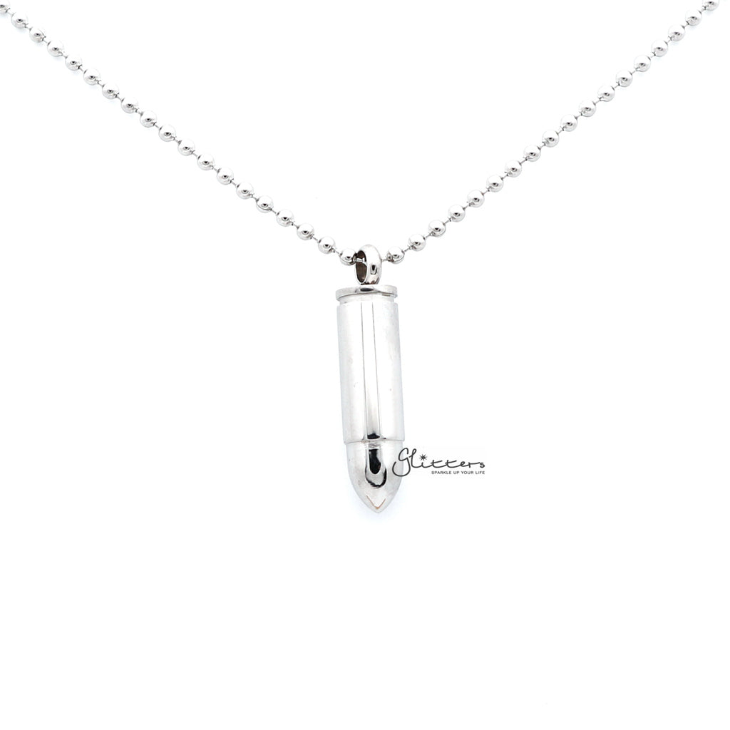 Stainless Steel Screw On Bullet Pendant - Keepsake | Memorial-Jewellery, Men's Jewellery, Men's Necklace, Necklaces, Pendants, Stainless Steel, Stainless Steel Pendant-sp0243_3__1000-Glitters