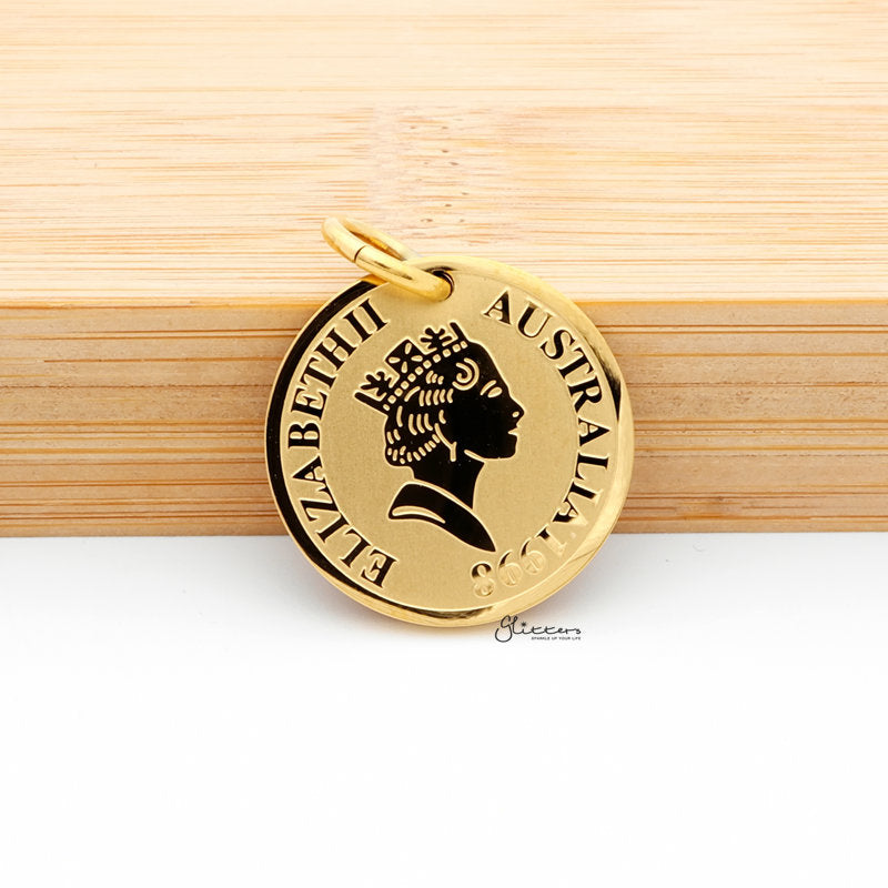 Stainless Steel Queen Elizabeth II Pendant - Gold-Jewellery, Men's Jewellery, Men's Necklace, Necklaces, Pendants, Stainless Steel, Stainless Steel Pendant, Women's Jewellery, Women's Necklace-sp0286-g3_1-Glitters