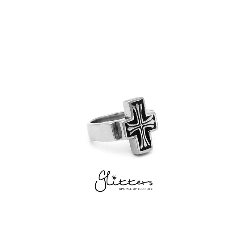Stainless Steel Cross Cast Ring-Jewellery, Men's Jewellery, Men's Rings, Out of stock, Rings, Stainless Steel, Stainless Steel Rings-sr0137_3-Glitters